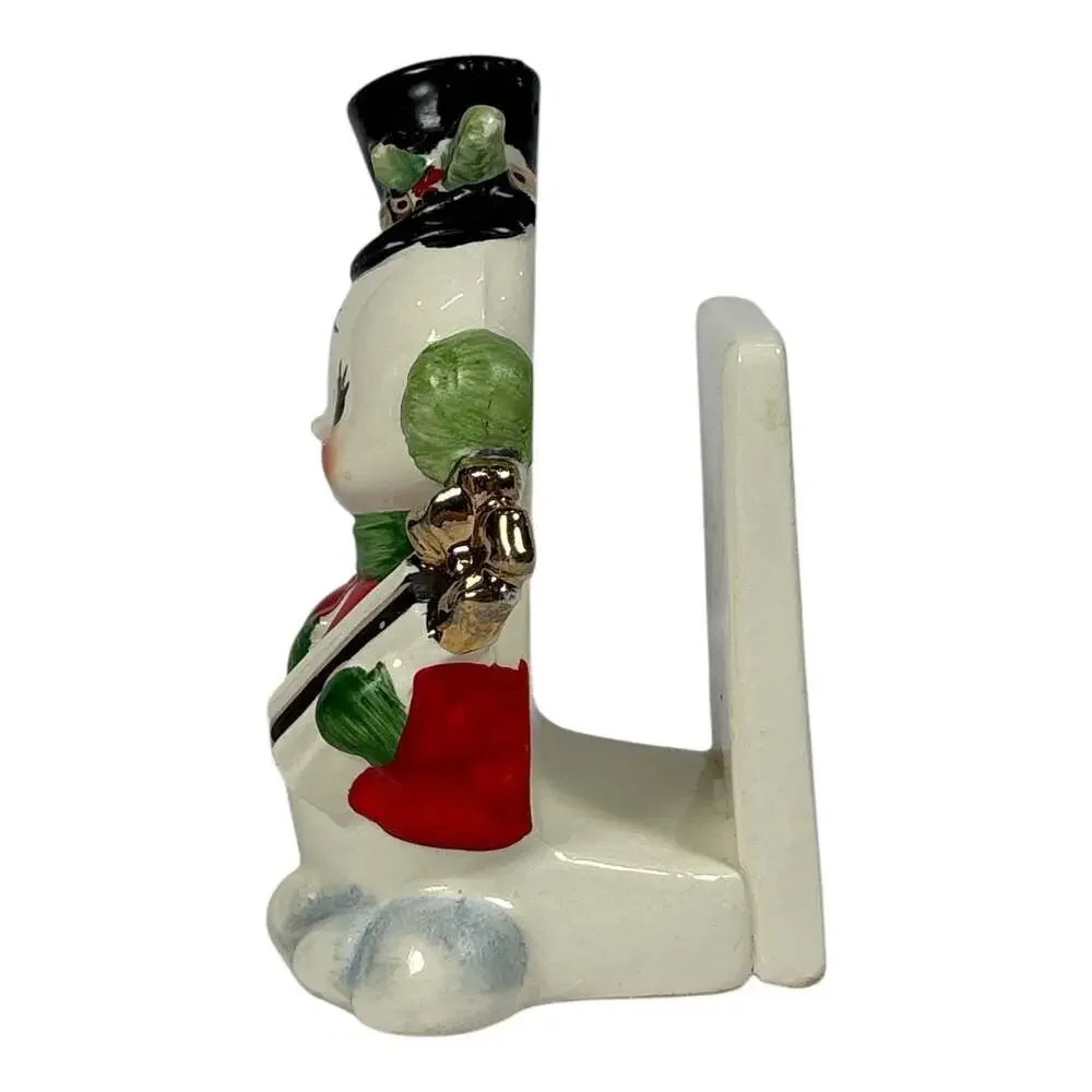 Vintage Josef Originals Snowman Ceramic Napkin Holder 1950s Japan With Gift